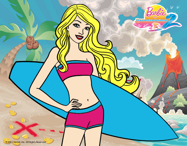 Barbie con tabla de surf