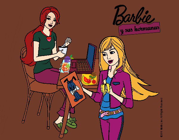 Dibujo De Barbie Y Su Hermana Merendando Pintado Por Salima En Dibujos My XXX Hot Girl