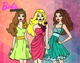 Dibujo Barbie y sus amigas vestidas de fiesta pintado por DANIY