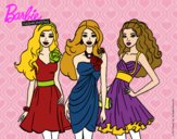 Dibujo Barbie y sus amigas vestidas de fiesta pintado por linda423