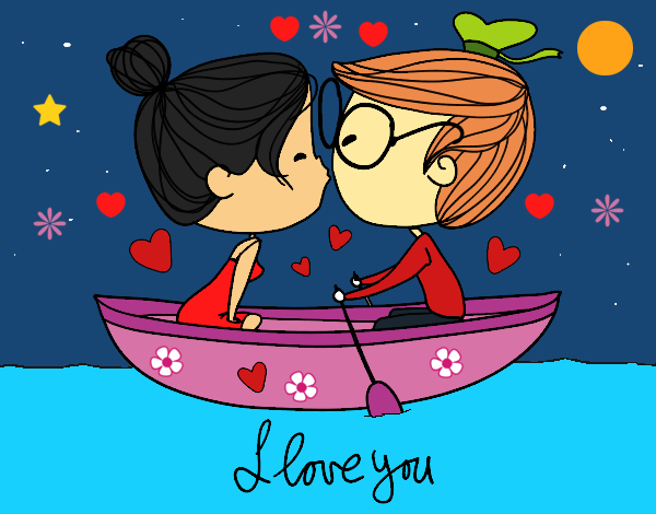 Dibujo Beso en un bote pintado por LunaLunita
