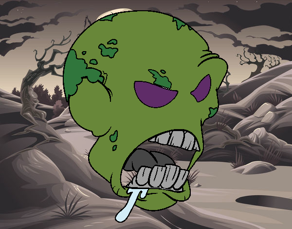 Dibujo Cabeza de zombi pintado por sneiker