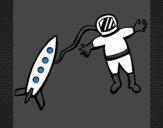 Dibujo Cohete y astronauta pintado por Axel212