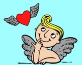 Cupido y corazón con alas