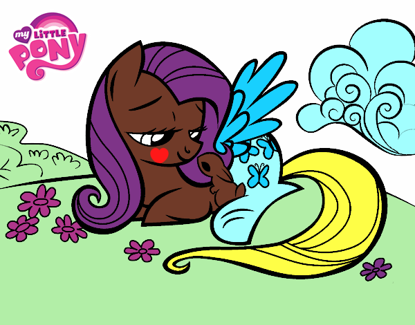 Fluttershy con un conejito