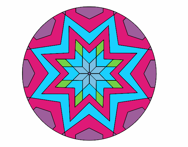 Dibujo Mandala mosaico estrella pintado por pachuracc