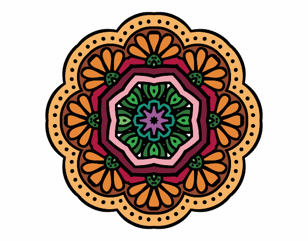 Dibujo Mandala mosaico modernista pintado por nemora