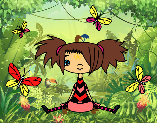 Niña con mariposas