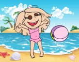 Niña con pelota de playa