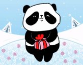 Dibujo Panda con regalo pintado por LunaLunita
