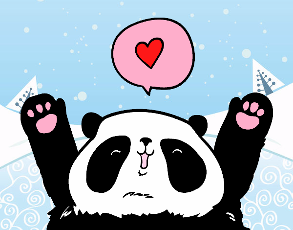 Dibujo Panda enamorado pintado por LunaLunita