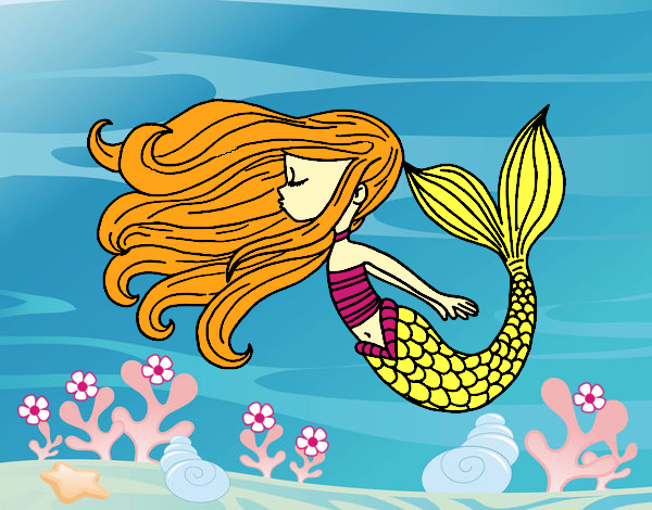 Dibujo Sirena flotando pintado por LunaLunita