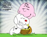 Snoopy y Carlitos abrazados