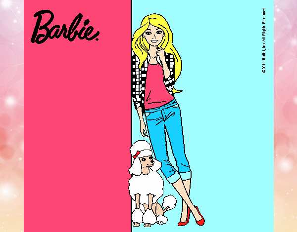 Barbie con cazadora de cuadros