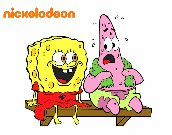 Bob Esponja y Patricio en bañador