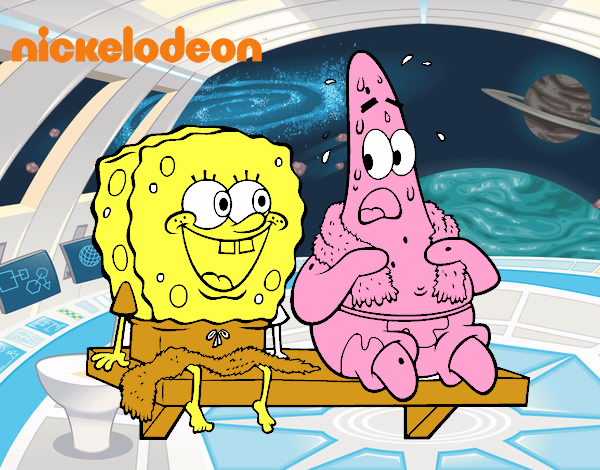 Bob Esponja y Patricio en bañador