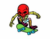 Dibujo Esqueleto Skater pintado por dominick06