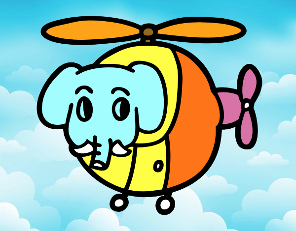 Helióptero con elefante