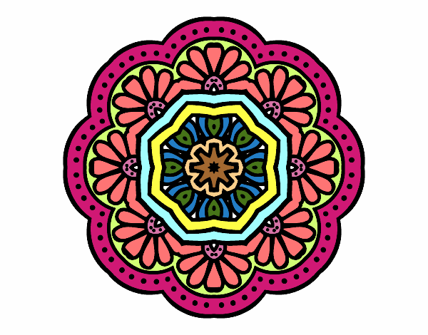 Dibujo Mandala mosaico modernista pintado por kandra