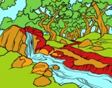 Dibujo Paisaje de bosque con un río pintado por RMartinez