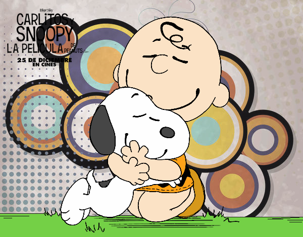 Snoopy y Carlitos abrazados