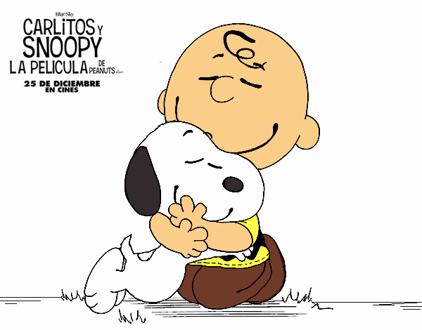 Snoopy y Carlitos abrazados