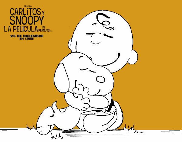 Snoopy y Carlitos abrazados