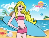 Barbie con tabla de surf