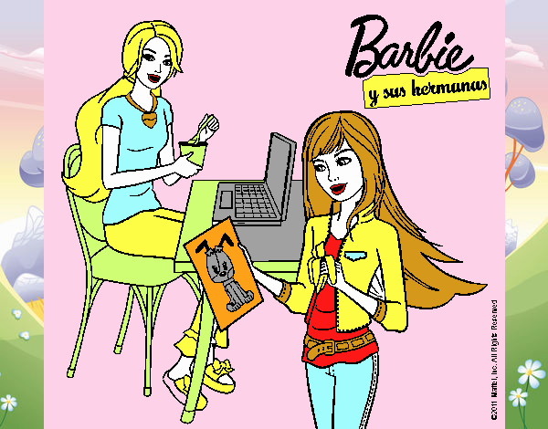 Barbie y su hermana merendando