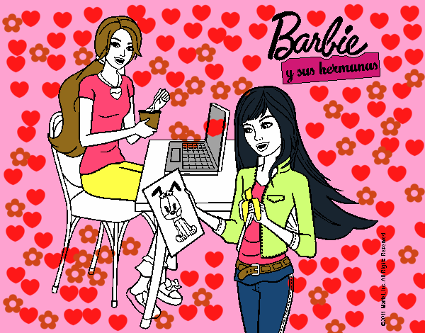 Barbie y su hermana merendando