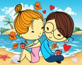 Dibujo Dos jóvenes enamorados pintado por LunaLunita