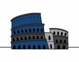 Dibujo El Coliseo de Roma pintado por macri