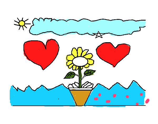 paisaje con corazones