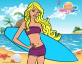 Barbie con tabla de surf