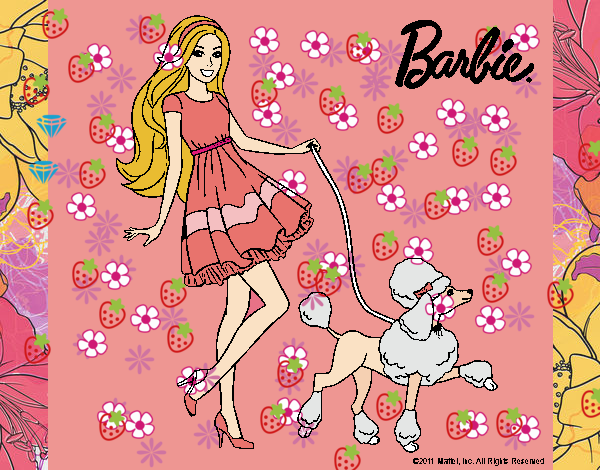 Barbie paseando a su mascota