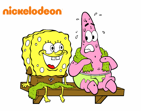 Bob Esponja y Patricio en bañador