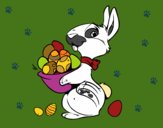 Dibujo Conejito con huevos de Pascua pintado por linda423
