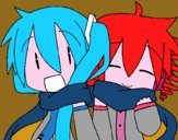 Miku y Len con bufanda