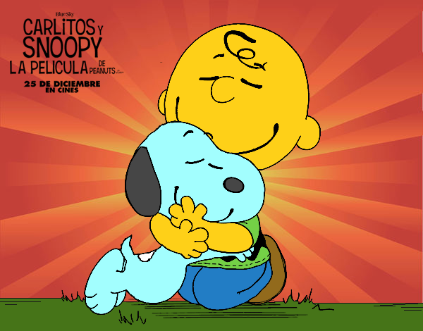 Snoopy y Carlitos abrazados