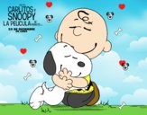 Snoopy y Carlitos abrazados