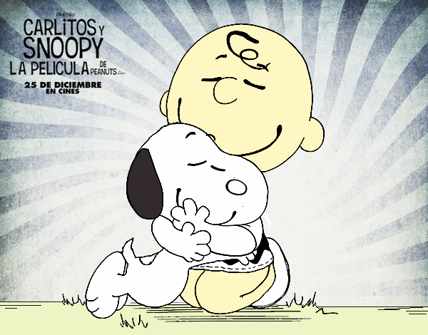 Snoopy y Carlitos abrazados