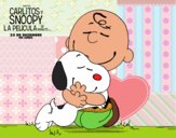 Snoopy y Carlitos abrazados