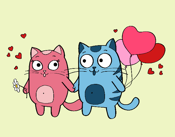 Dibujo Amor gatuno pintado por CuteCake