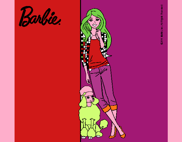 Barbie con cazadora de cuadros