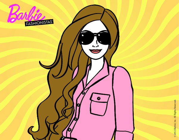 Dibujo Barbie con gafas de sol pintado por valemb