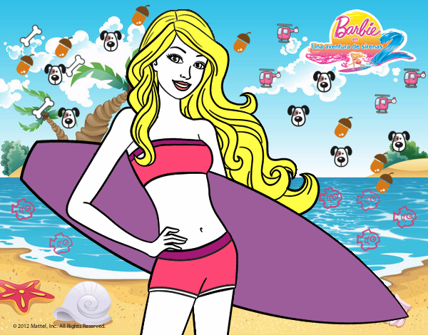 Barbie con tabla de surf