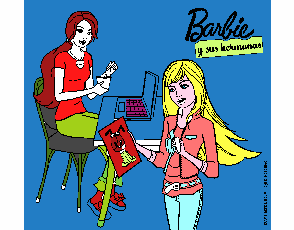 Barbie y su hermana merendando