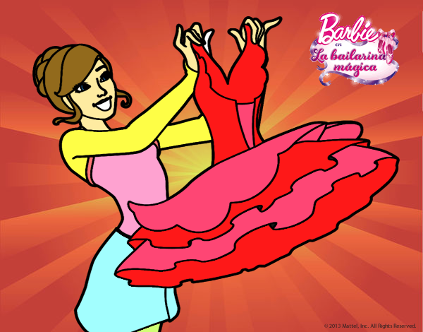 Dibujo Barbie y su vestido de ballet pintado por valemb