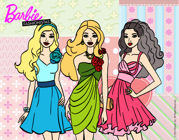 Dibujo Barbie y sus amigas vestidas de fiesta pintado por Ramon45