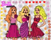 Dibujo Barbie y sus amigas vestidas de fiesta pintado por katty-